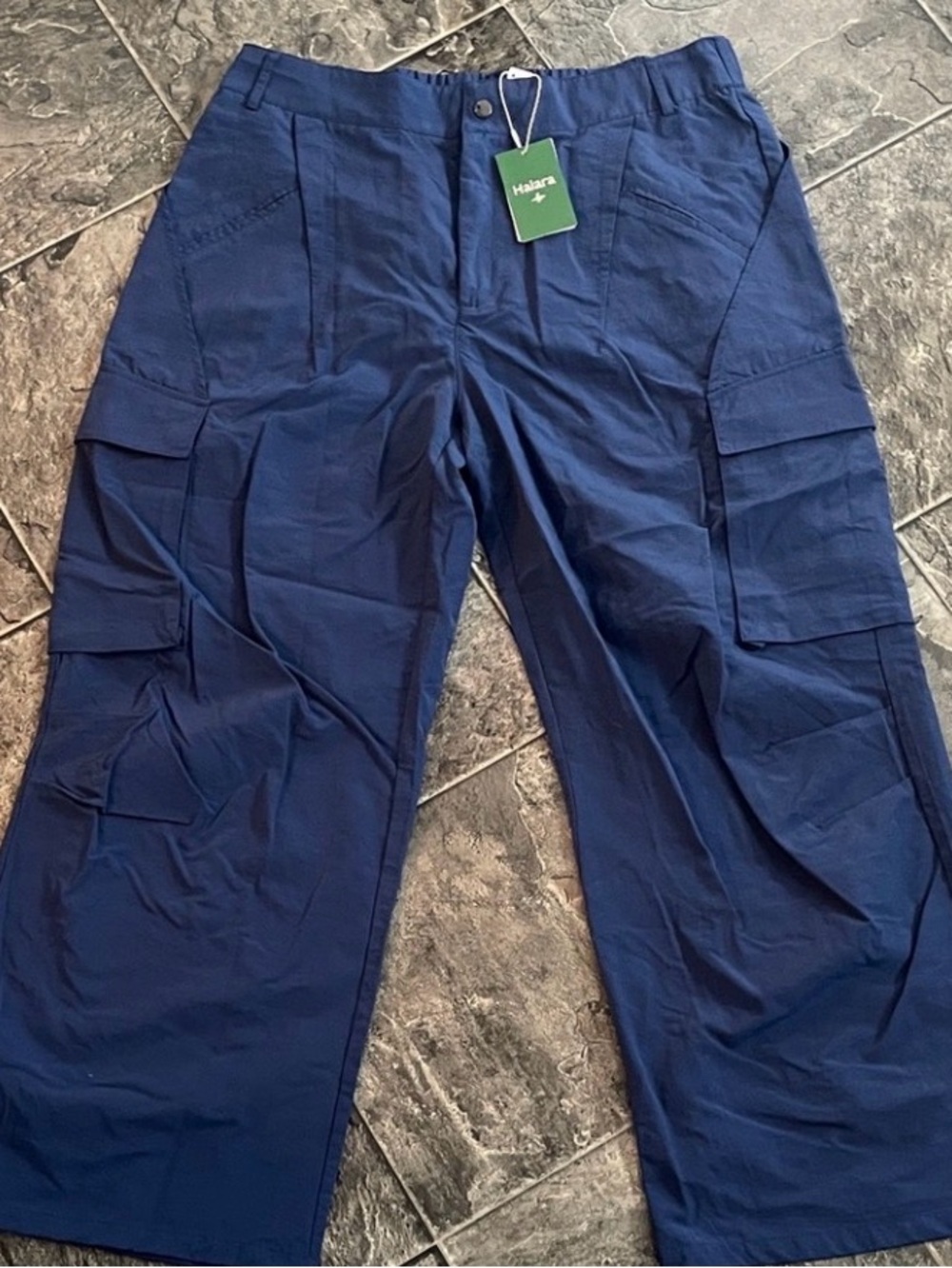 ⭐️NWT HALARA Blue Wide-Leg Nylon Athleisure Casual Rave Festival Cargo Pants